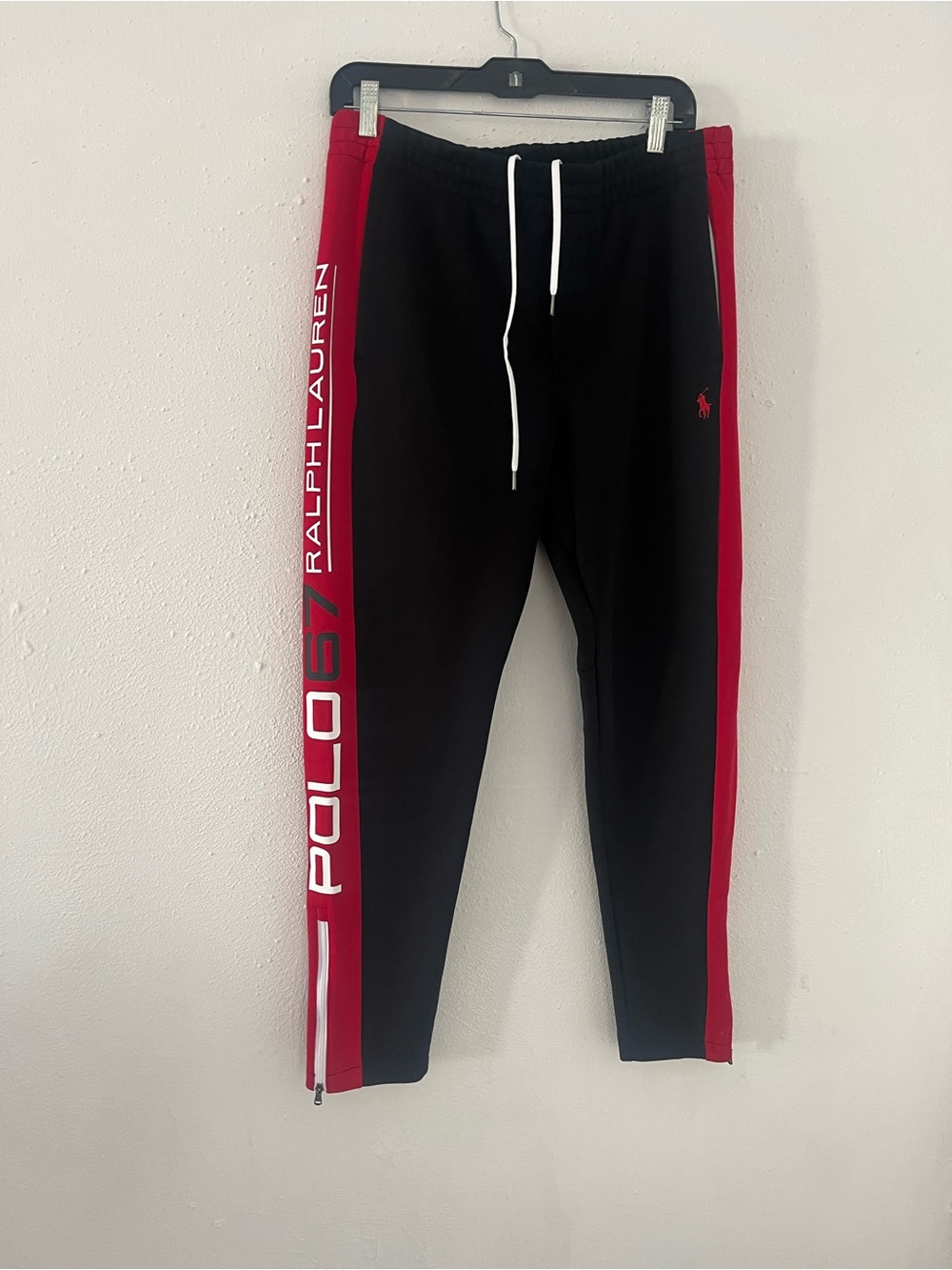 Polo by Ralph Lauren Black & Red Side-Panel Joggers